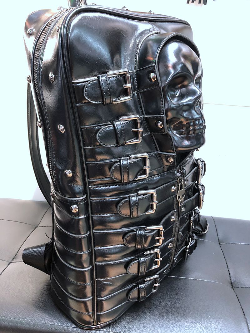 Unisex Skull Leather Backpack