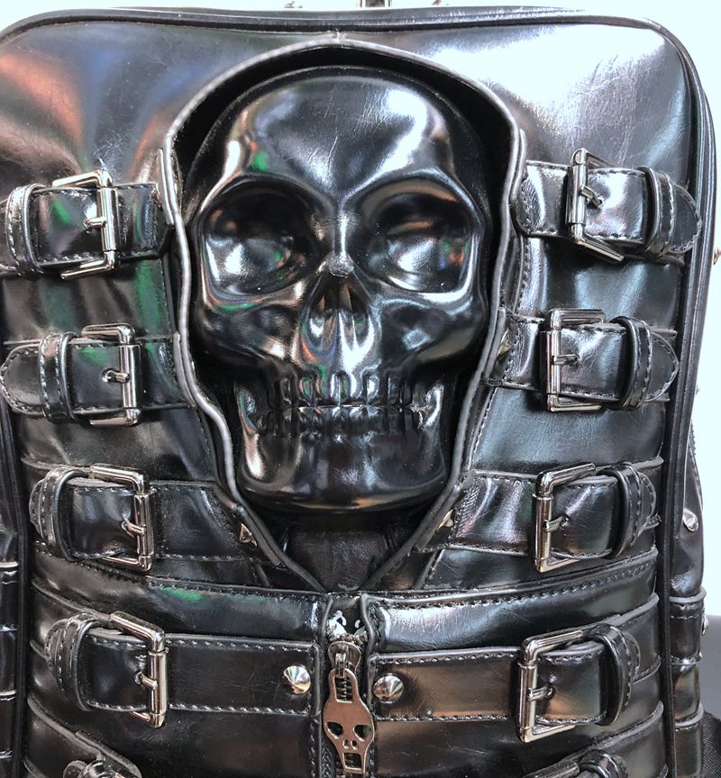 Unisex Skull Leather Backpack