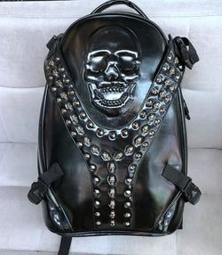 Unisex Leather Skull Backpack